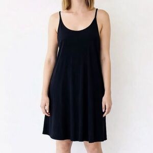 Lou & Grey Black Slip Dress Size S Mini Spaghetti Strap Casual Soft Stretch